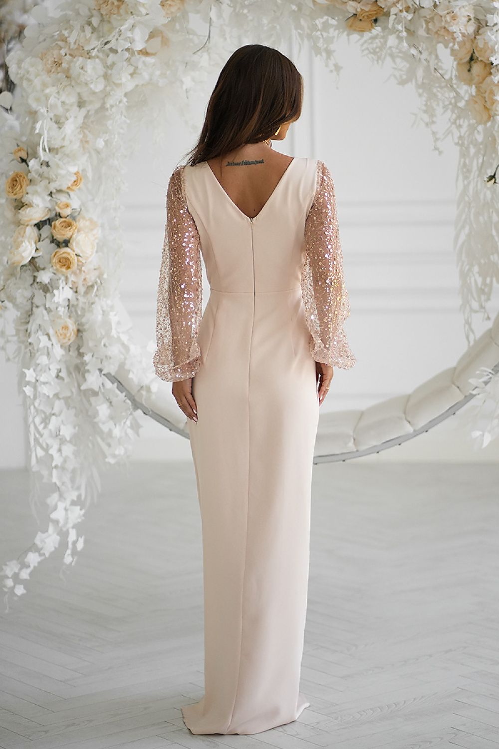 Lange jurk model 220093 Bicotone