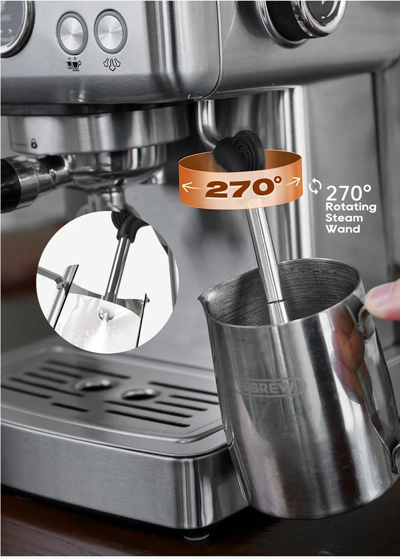 Merdove Barista HiBREW H10A Espresso Machine – 20 Bar, 58mm Portafilter, Temperature Adjustable (Stainless Steel)