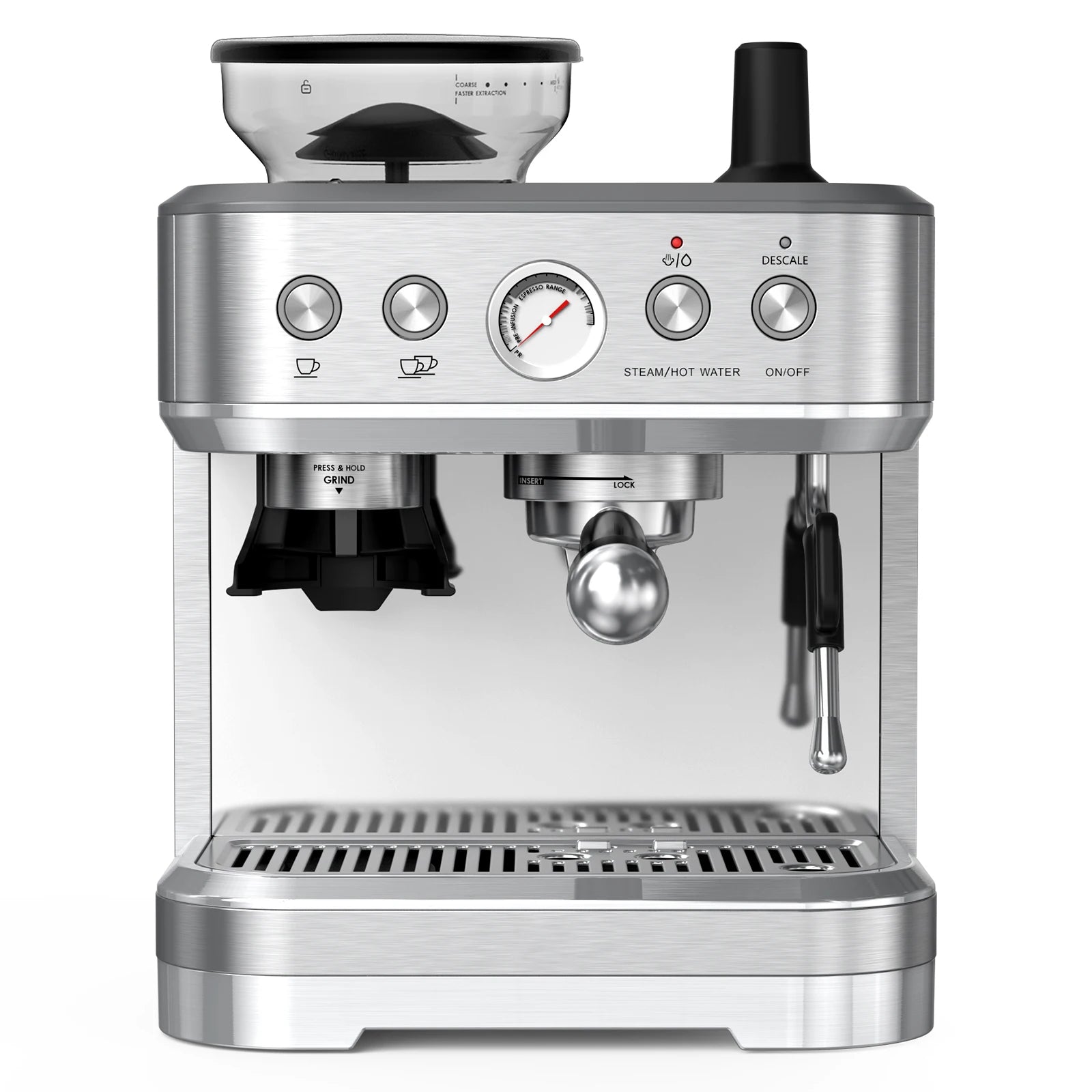Merdove Barista 15 Bar Espresso Machine with Grinder – Stainless Steel Coffee Maker with Milk Frother