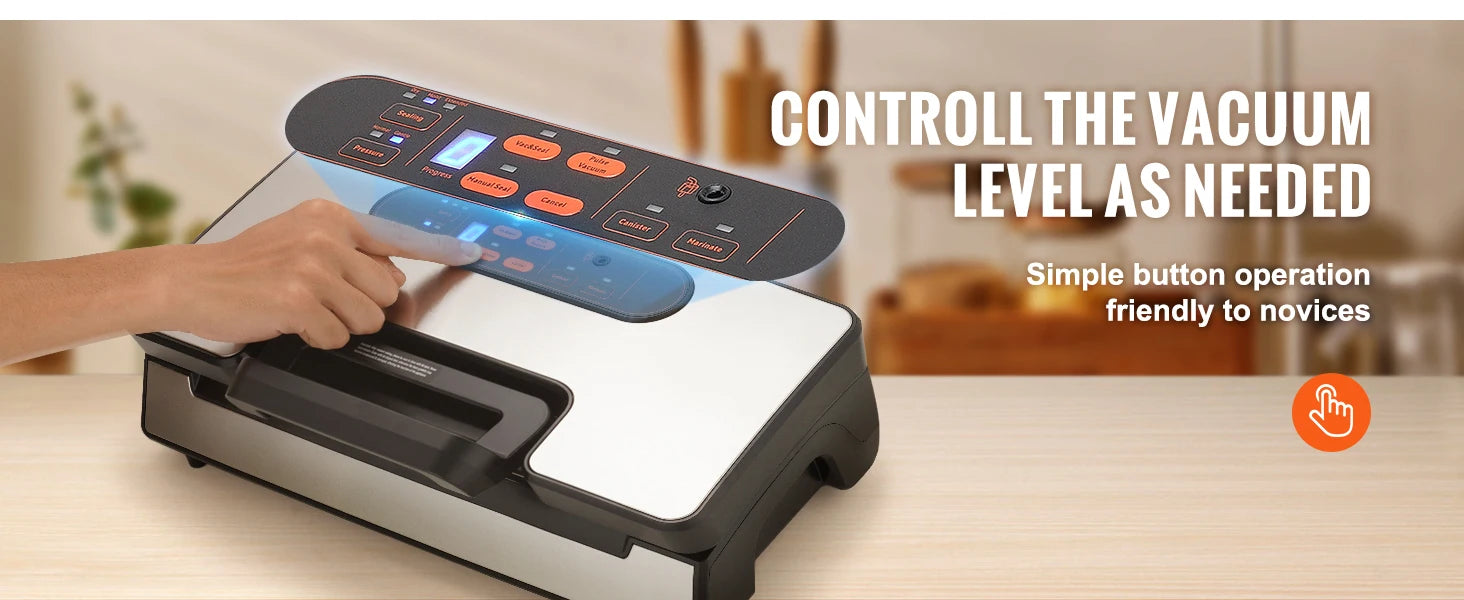 Merdove Essentielle Vacuum Sealer Machine – 90kPa Food Packaging System (130W) with 10 Free Vacuum Bags