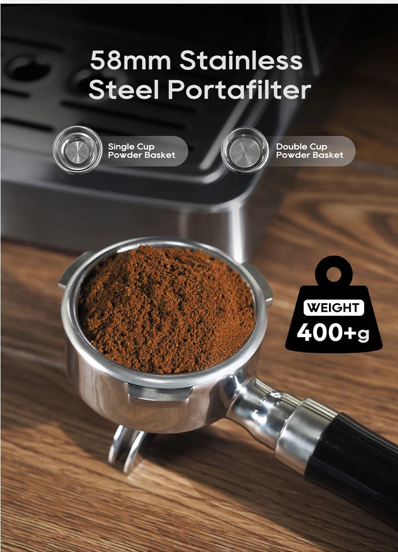 Merdove Barista HiBREW H10A Espresso Machine – 20 Bar, 58mm Portafilter, Temperature Adjustable (Stainless Steel)