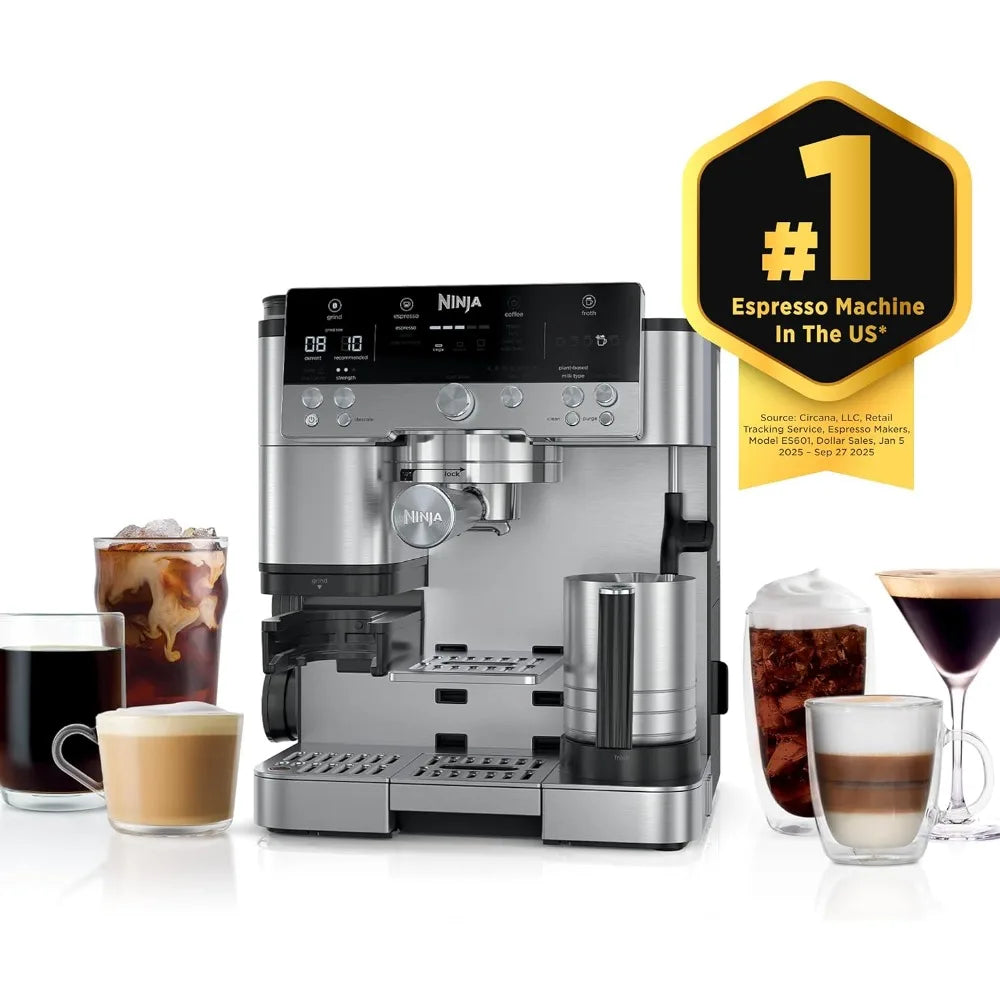 Merdove Barista Luxe Café 3-in-1 Coffee System – Espresso, Drip & Cold Brew with Integrated Grinder, Milk Frother & Assisted Tamper