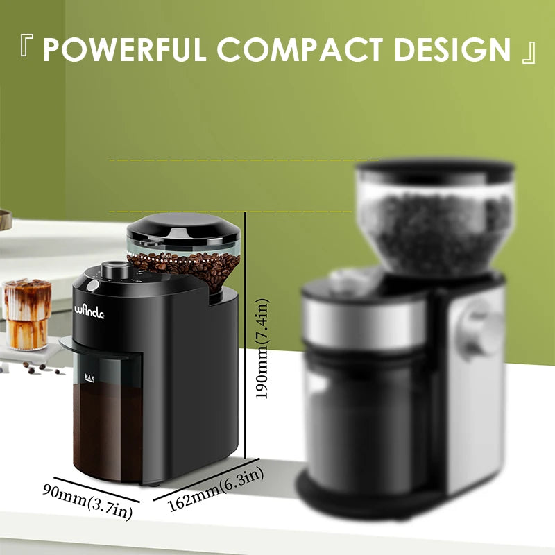 Merdove Melange Electric Burr Coffee Grinder – Flat Burr, 90g Capacity, 11+ Grind Levels (200W)