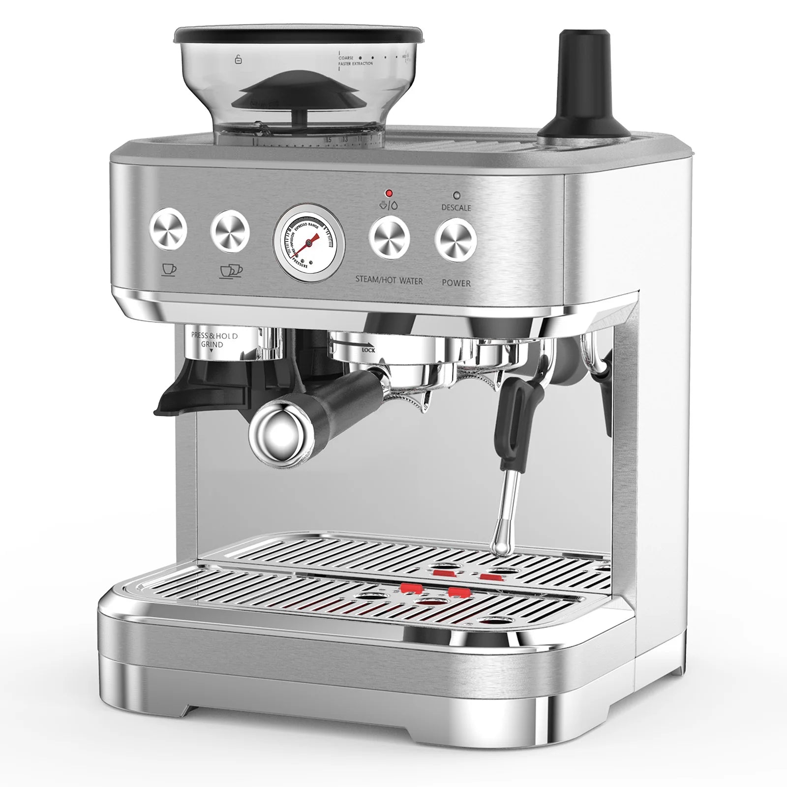 Merdove Barista 15 Bar Espresso Machine with Grinder – Stainless Steel Coffee Maker with Milk Frother