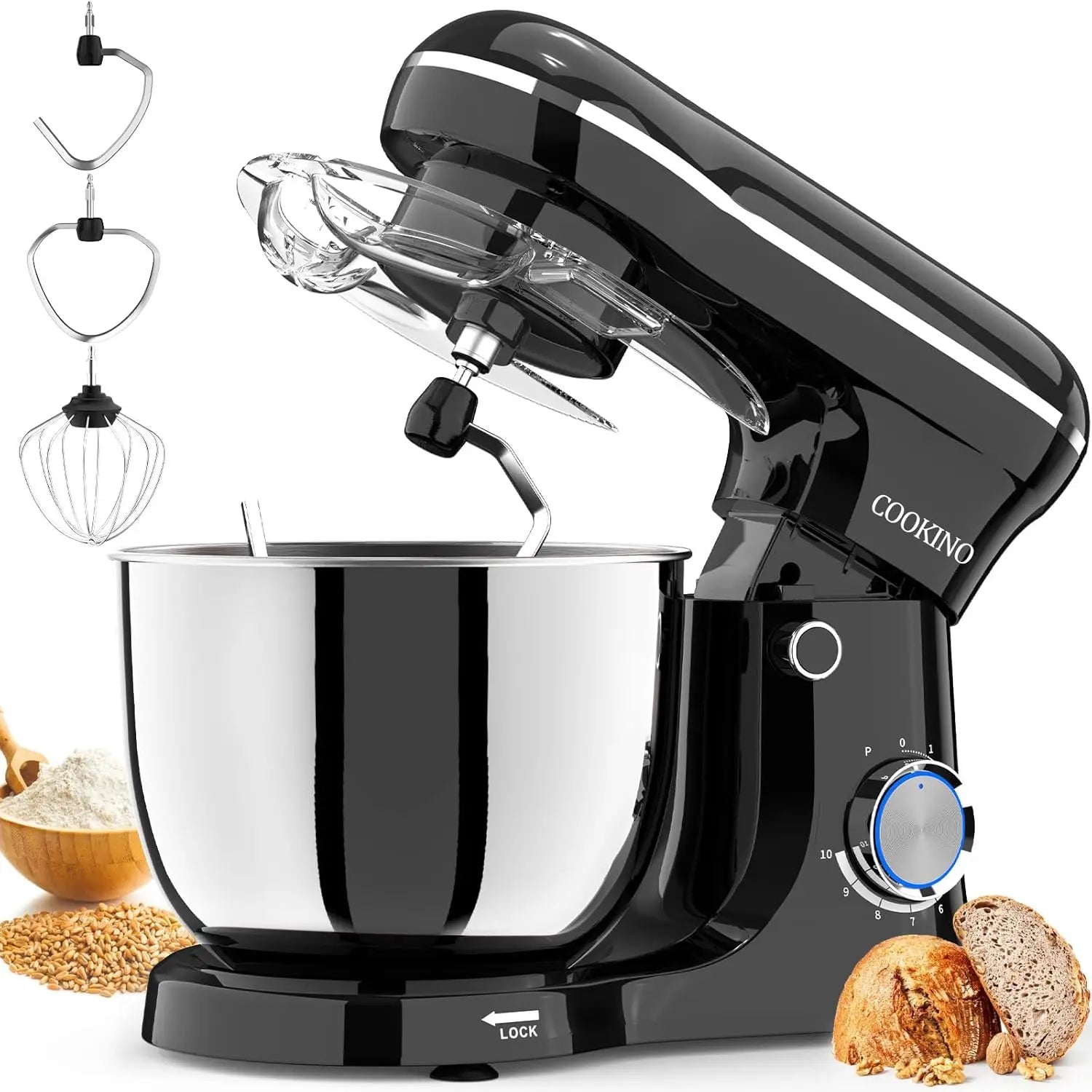 Merdove Melange Stand Mixer 5QT – 10-Speed Tilt-Head 3-in-1 Mixer with Dough Hook, Beater & Whisk (Dishwasher-Safe Bowl)