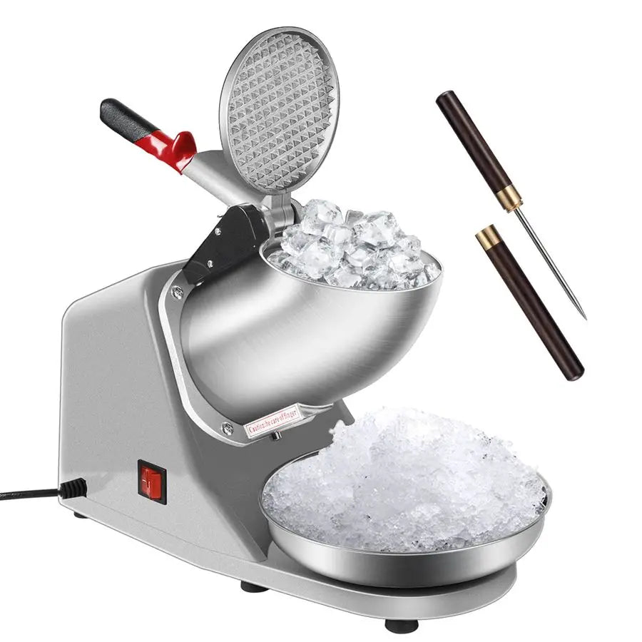 Merdove Barista Electric Ice Shaver – Snow Cone Maker (3 kg/min, 65W) with Ice Pick – Silver