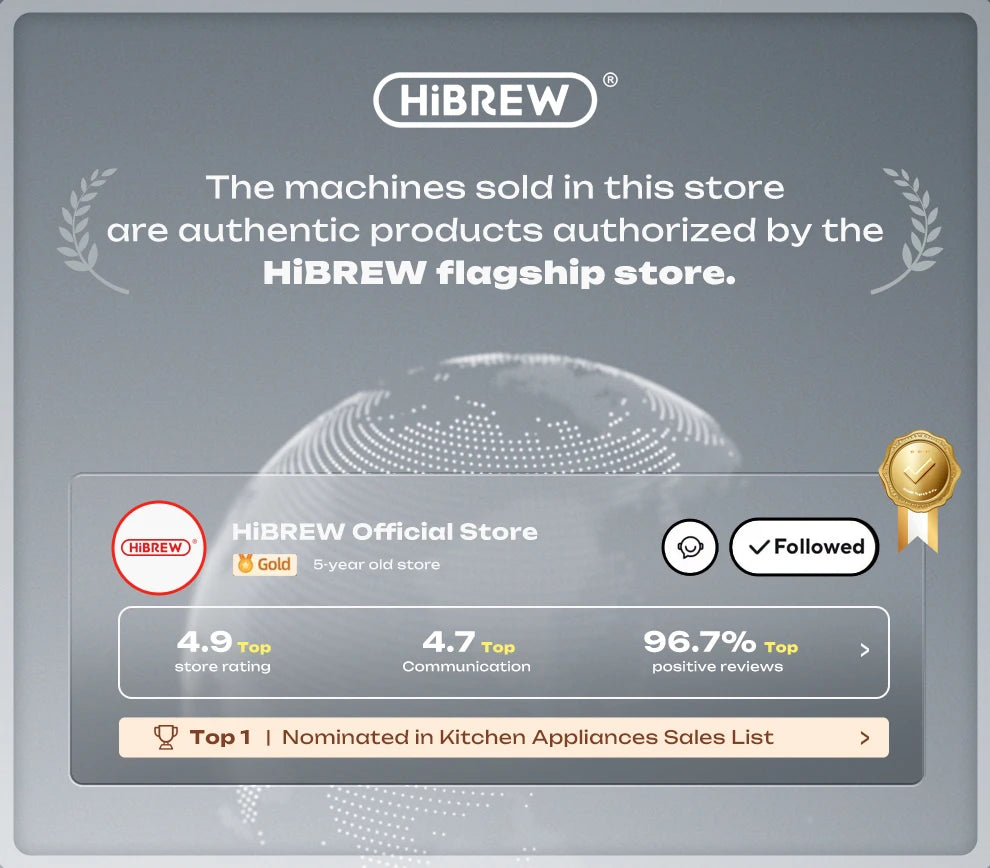 Merdove Barista HiBREW H10B Super Slim Espresso Machine – 20 Bar, 51mm Portafilter, Fully Adjustable (Cold/Hot)