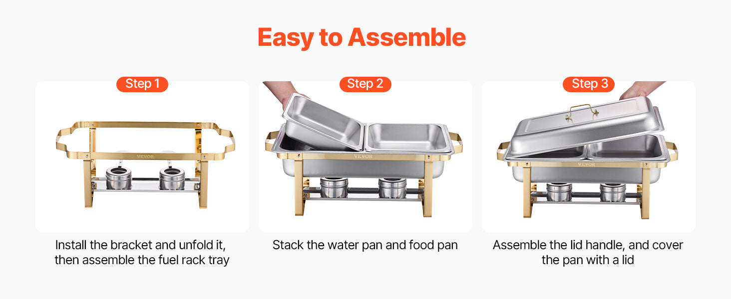 Merdove Essentielle Silver-Only 8 Qt Chafing Dish Buffet Set (4-Pack) – Stainless Steel Chafer with 2 Full-Size & 4 Half-Size Pans (Catering Warmer)