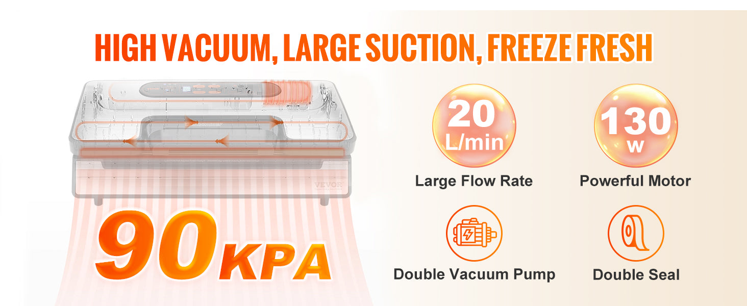 Merdove Essentielle Vacuum Sealer Machine – 90kPa Food Packaging System (130W) with 10 Free Vacuum Bags